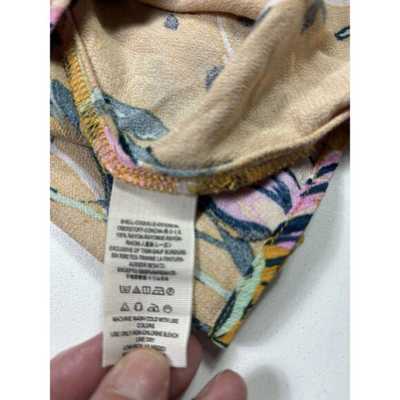 Free People Bella Floral Print Empire Tunic Top Golden Yellow Sz Small Boho - Picture 8 of 9